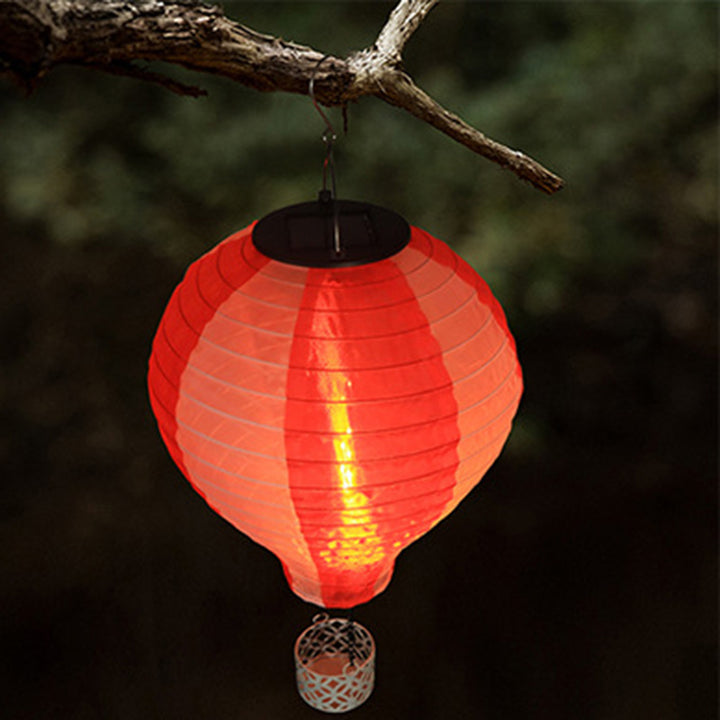 Lustre suspendu extérieur à LED avec abat-jour en tissu de montgolfière solaire créatif contemporain pour patio extérieur 