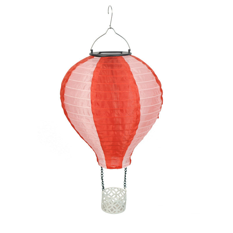 Lustre suspendu extérieur à LED avec abat-jour en tissu de montgolfière solaire créatif contemporain pour patio extérieur 