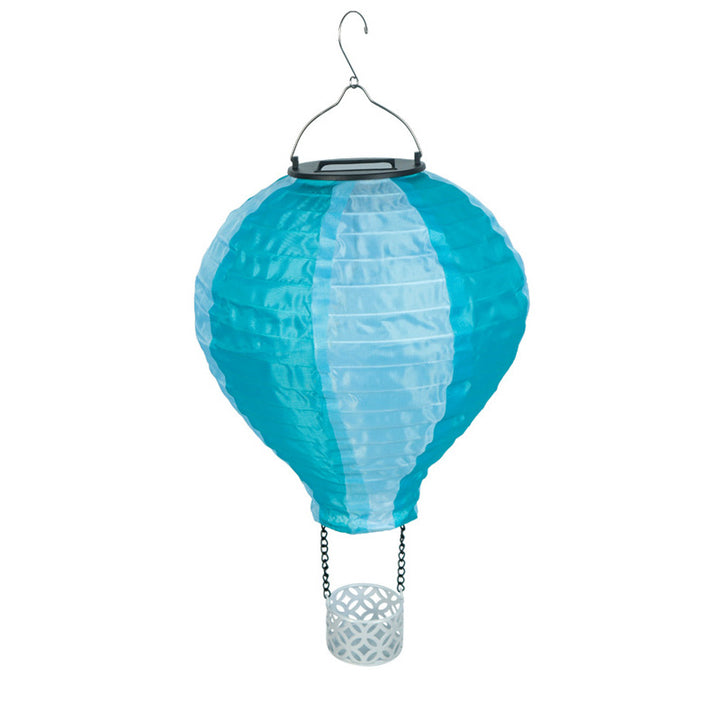 Lustre suspendu extérieur à LED avec abat-jour en tissu de montgolfière solaire créatif contemporain pour patio extérieur 