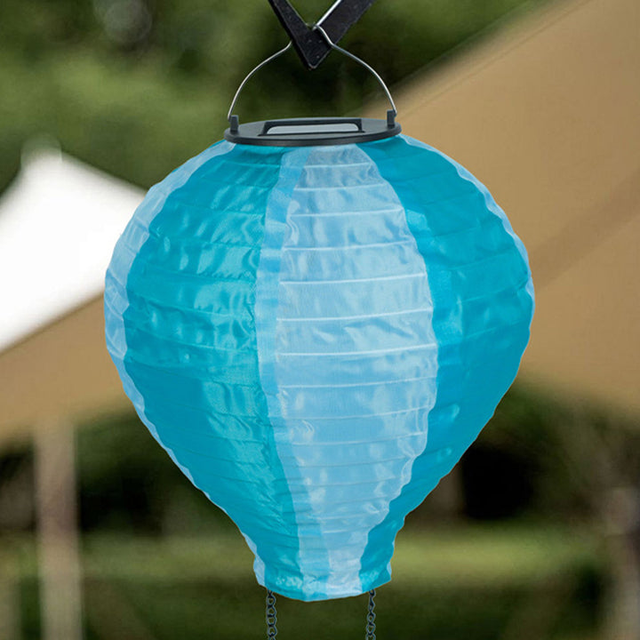 Lustre suspendu extérieur à LED avec abat-jour en tissu de montgolfière solaire créatif contemporain pour patio extérieur 
