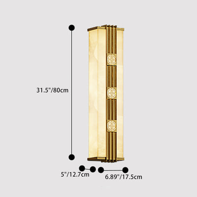 Zeitgenössische Luxus Messing Imitation Marmor Schatten Cuboid LED Solar Outdoor Wand Leuchte Lampe Für Garten 