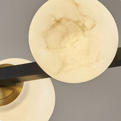 Lustre de plafond semi-encastré moderne en cuivre avec abat-jour en marbre de luxe 5/9 lumières pour salon 