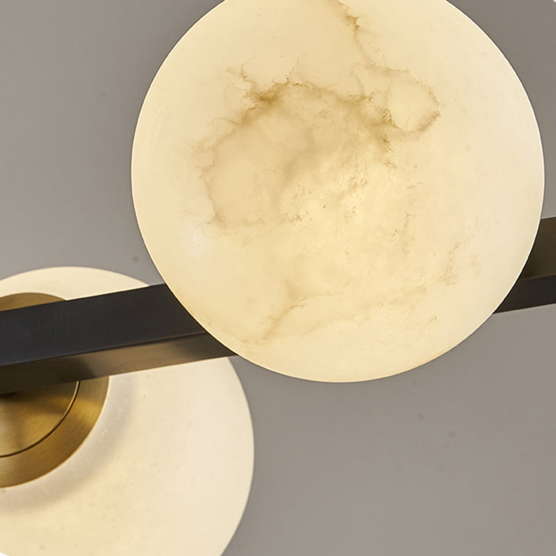 Lustre de plafond semi-encastré moderne en cuivre avec abat-jour en marbre de luxe 5/9 lumières pour salon 
