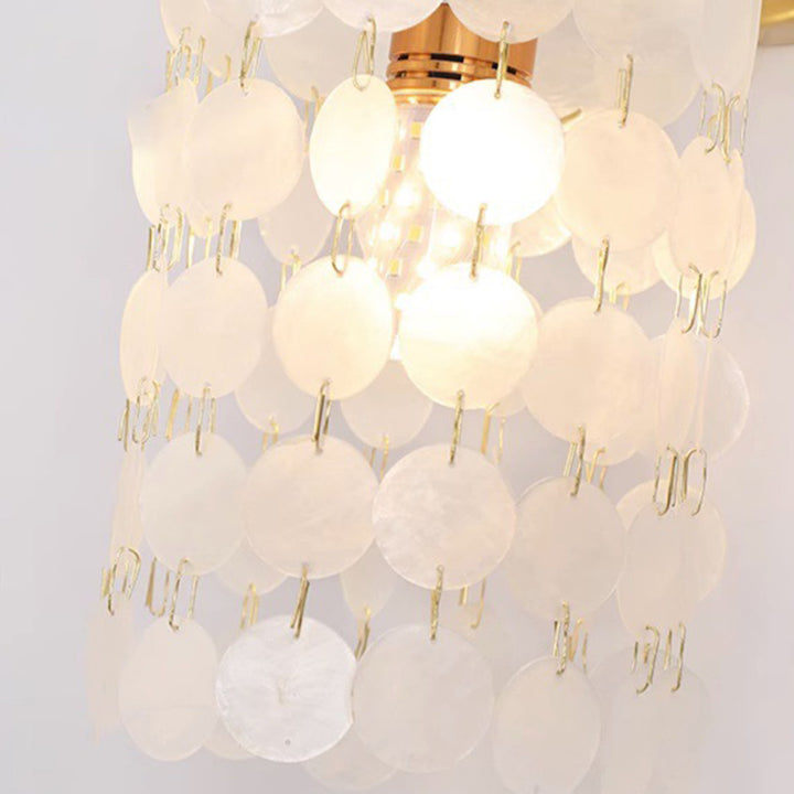 Traditional French Wind Chime Shell Decoration Copper Frame 1-Light Wall Sconce Lamp For Bedroom