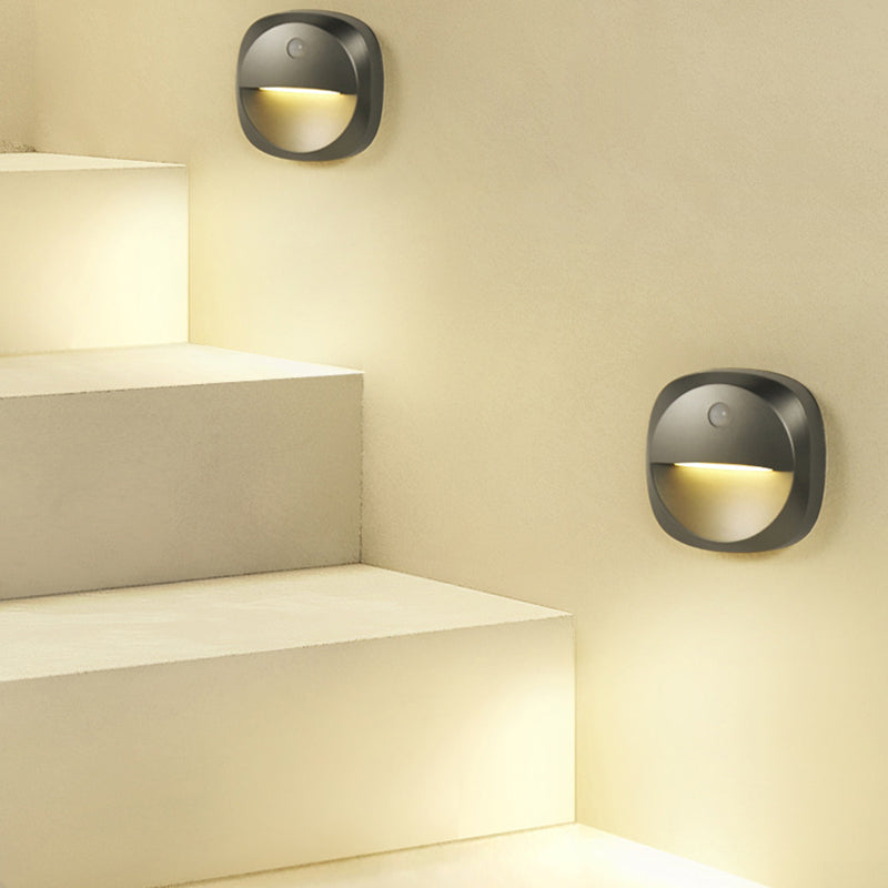 Modern Minimalist ABS Square Magnetic LED USB Human Sensor Night Light Wall Sconce Lamp For Hallway