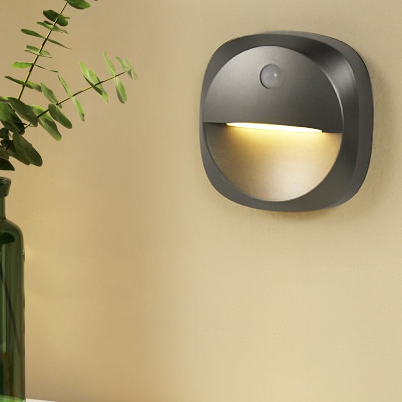 Modern Minimalist ABS Square Magnetic LED USB Human Sensor Night Light Wall Sconce Lamp For Hallway