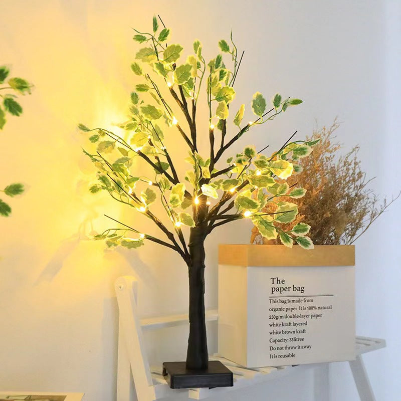 Zeitgenössische kreative Kunststoffgewebe künstliche Birke Baum Design LED Tischlampe für Schlafzimmer 