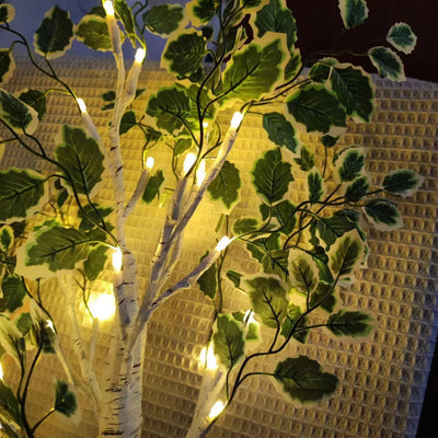 Zeitgenössische kreative Kunststoffgewebe künstliche Birke Baum Design LED Tischlampe für Schlafzimmer 