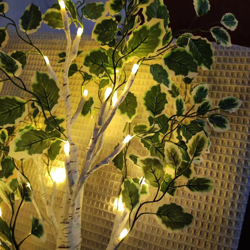Zeitgenössische kreative Kunststoffgewebe künstliche Birke Baum Design LED Tischlampe für Schlafzimmer 