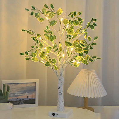Zeitgenössische kreative Kunststoffgewebe künstliche Birke Baum Design LED Tischlampe für Schlafzimmer 