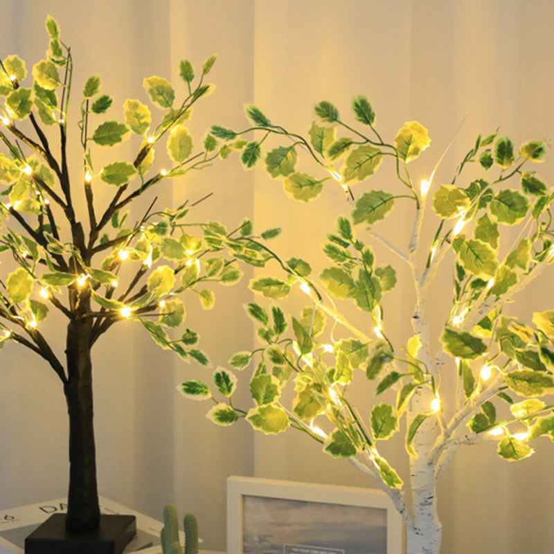 Zeitgenössische kreative Kunststoffgewebe künstliche Birke Baum Design LED Tischlampe für Schlafzimmer 