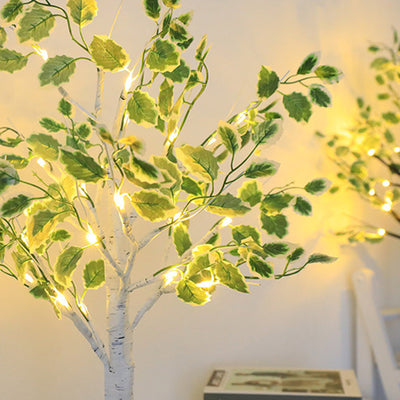 Zeitgenössische kreative Kunststoffgewebe künstliche Birke Baum Design LED Tischlampe für Schlafzimmer 