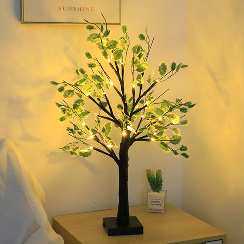 Zeitgenössische kreative Kunststoffgewebe künstliche Birke Baum Design LED Tischlampe für Schlafzimmer 