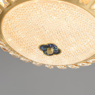 Plafonnier LED en cuivre avec abat-jour rond en acrylique de luxe contemporain pour chambre 
