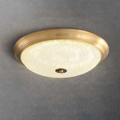 Plafonnier LED en cuivre avec abat-jour rond en acrylique de luxe contemporain pour chambre 