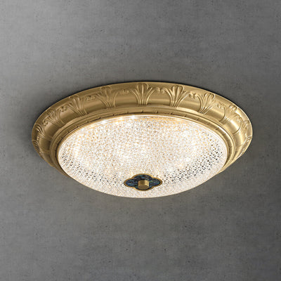 Plafonnier LED en cuivre avec abat-jour rond en acrylique de luxe contemporain pour chambre 