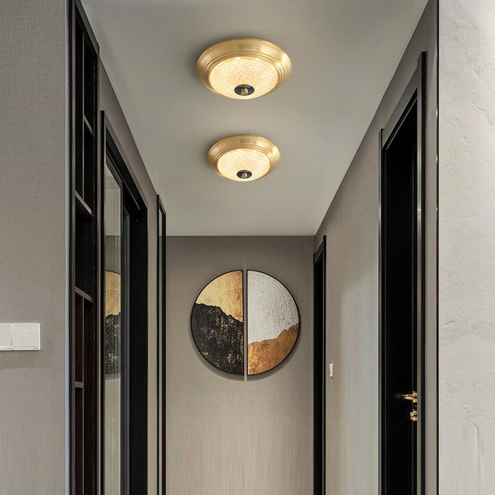 Zeitgenössische Luxus Acryl Runde Schatten Kupfer LED Unterputz Deckenleuchte für Schlafzimmer 
