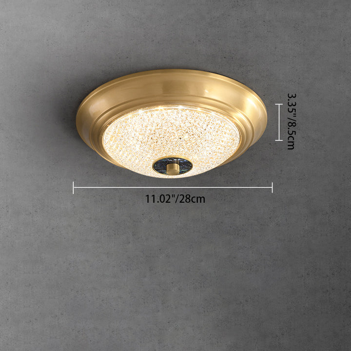 Zeitgenössische Luxus Acryl Runde Schatten Kupfer LED Unterputz Deckenleuchte für Schlafzimmer 