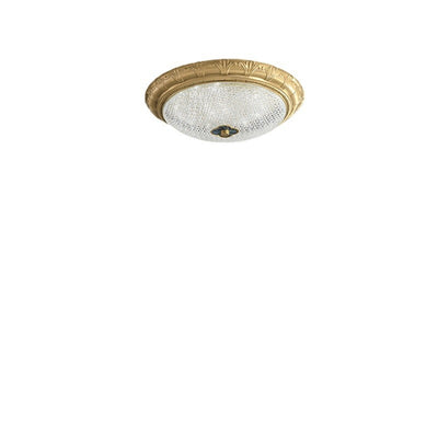 Plafonnier LED en cuivre avec abat-jour rond en acrylique de luxe contemporain pour chambre 