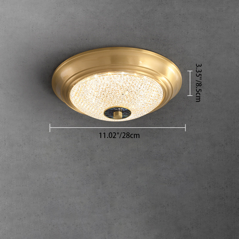 Plafonnier LED en cuivre avec abat-jour rond en acrylique de luxe contemporain pour chambre 