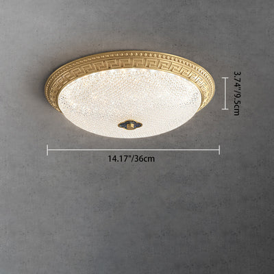 Plafonnier LED en cuivre avec abat-jour rond en acrylique de luxe contemporain pour chambre 