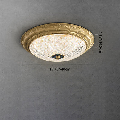 Plafonnier LED en cuivre avec abat-jour rond en acrylique de luxe contemporain pour chambre 