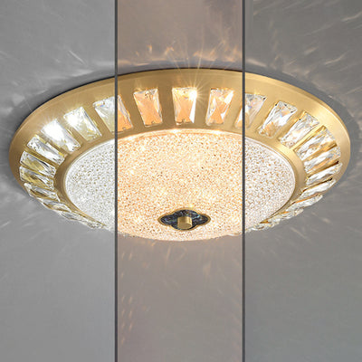 Lustre LED encastré rond en acrylique et cuivre de luxe contemporain pour chambre 
