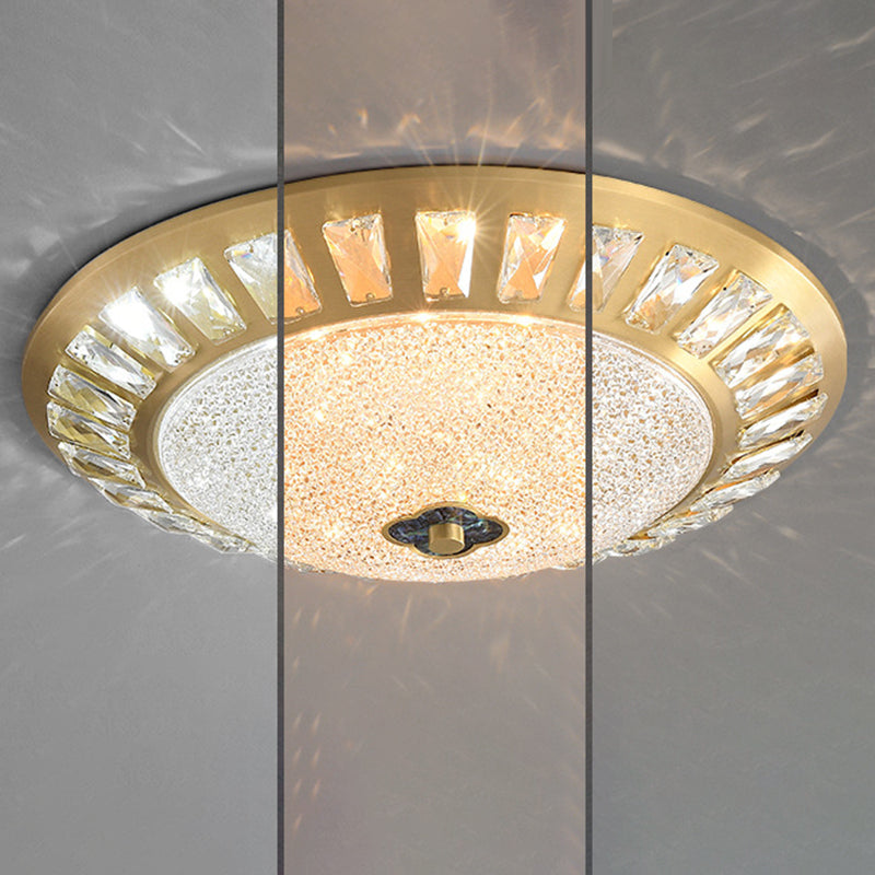 Lustre LED encastré rond en acrylique et cuivre de luxe contemporain pour chambre 
