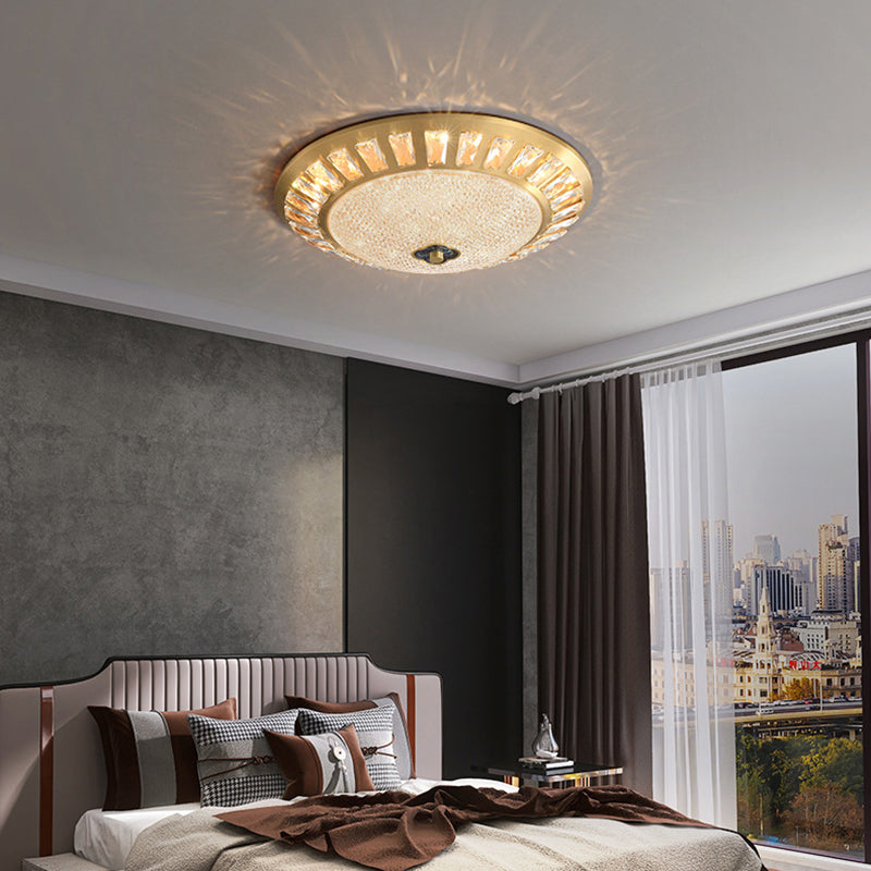 Lustre LED encastré rond en acrylique et cuivre de luxe contemporain pour chambre 
