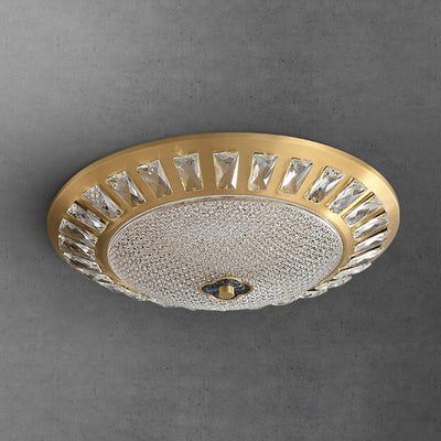Lustre LED encastré rond en acrylique et cuivre de luxe contemporain pour chambre 