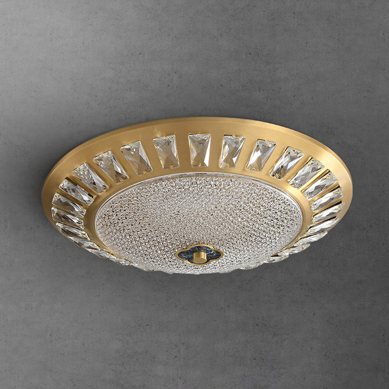 Lustre LED encastré rond en acrylique et cuivre de luxe contemporain pour chambre 