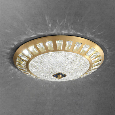 Lustre LED encastré rond en acrylique et cuivre de luxe contemporain pour chambre 