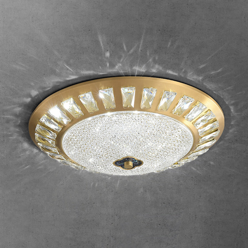 Lustre LED encastré rond en acrylique et cuivre de luxe contemporain pour chambre 