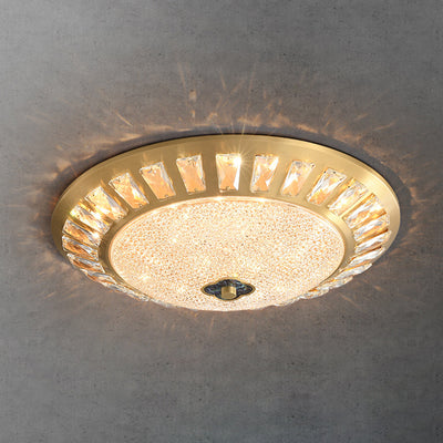 Lustre LED encastré rond en acrylique et cuivre de luxe contemporain pour chambre 