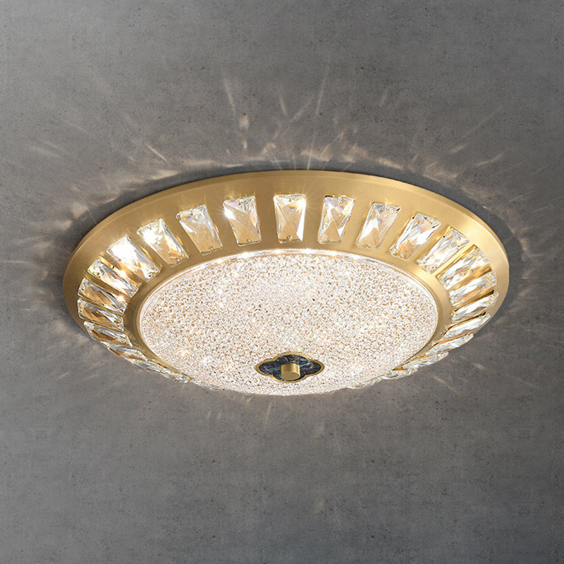 Lustre LED encastré rond en acrylique et cuivre de luxe contemporain pour chambre 