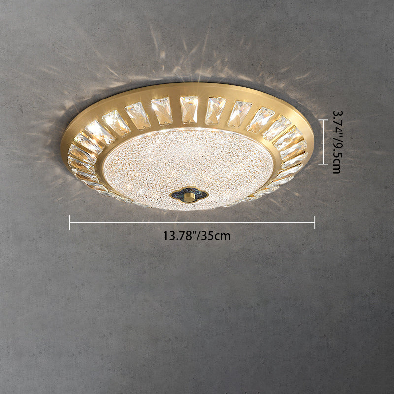 Lustre LED encastré rond en acrylique et cuivre de luxe contemporain pour chambre 