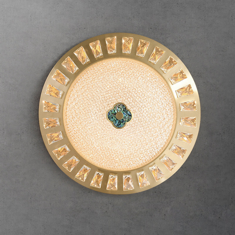 Lustre LED encastré rond en acrylique et cuivre de luxe contemporain pour chambre 