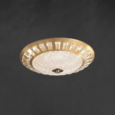 Lustre LED encastré rond en acrylique et cuivre de luxe contemporain pour chambre 