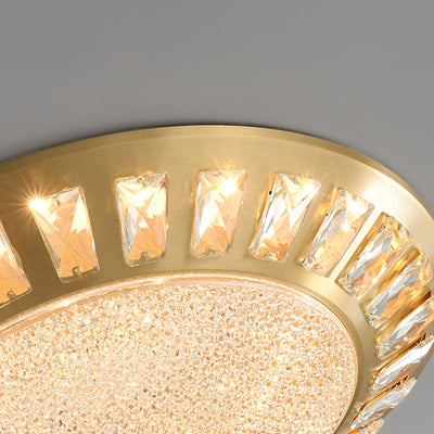Lustre LED encastré rond en acrylique et cuivre de luxe contemporain pour chambre 