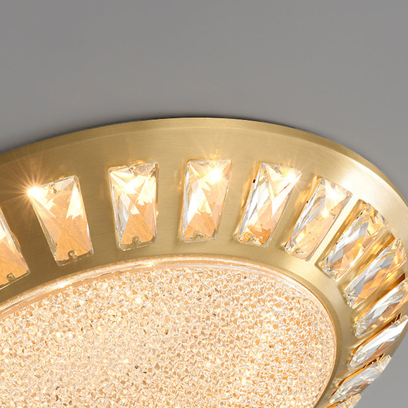 Lustre LED encastré rond en acrylique et cuivre de luxe contemporain pour chambre 