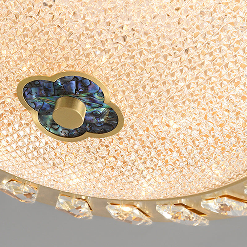 Lustre LED encastré rond en acrylique et cuivre de luxe contemporain pour chambre 