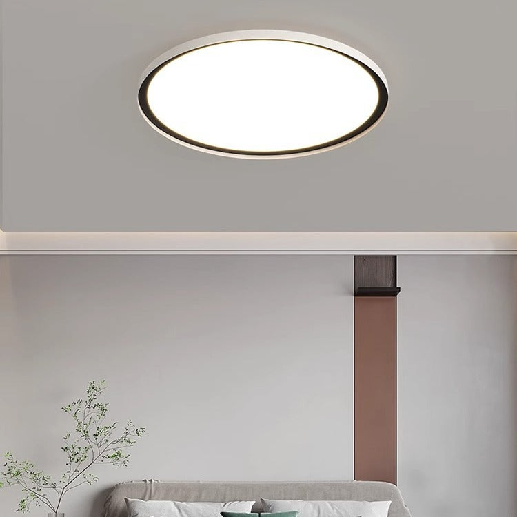Plafonnier LED en aluminium à montage affleurant, cercle géométrique minimaliste moderne pour salon 