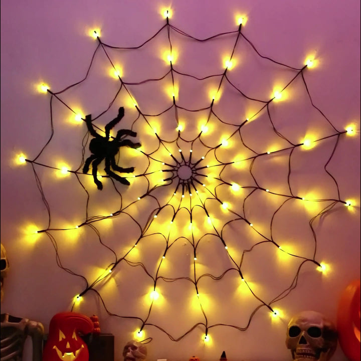 Contemporary Creative Halloween Glowing Spider Web LED Decoration String Lights For Living Room