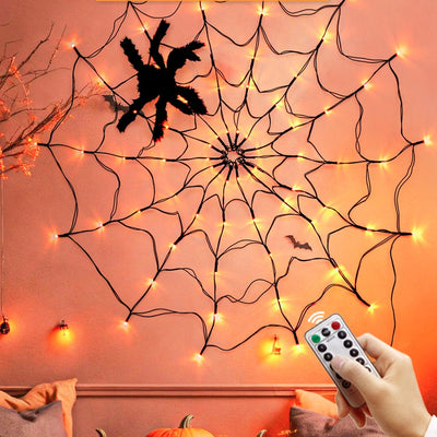 Guirlande lumineuse LED de décoration toile d'araignée lumineuse créative contemporaine pour Halloween pour le salon 