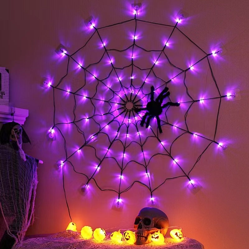 Contemporary Creative Halloween Glowing Spider Web LED Decoration String Lights For Living Room