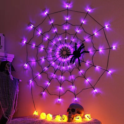 Guirlande lumineuse LED de décoration toile d'araignée lumineuse créative contemporaine pour Halloween pour le salon 