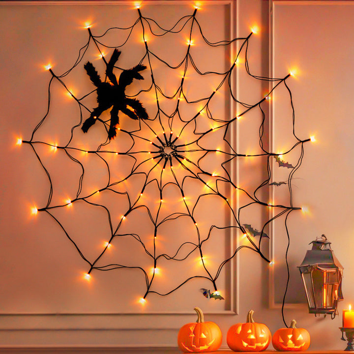 Contemporary Creative Halloween Glowing Spider Web LED Decoration String Lights For Living Room