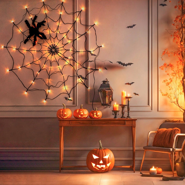 Contemporary Creative Halloween Glowing Spider Web LED Decoration String Lights For Living Room
