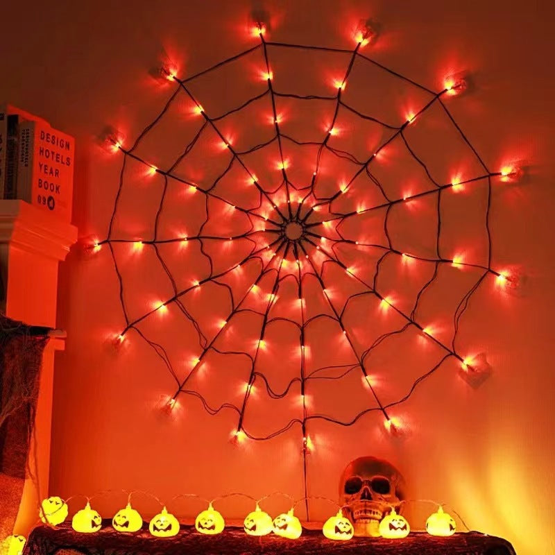 Contemporary Creative Halloween Glowing Spider Web LED Decoration String Lights For Living Room