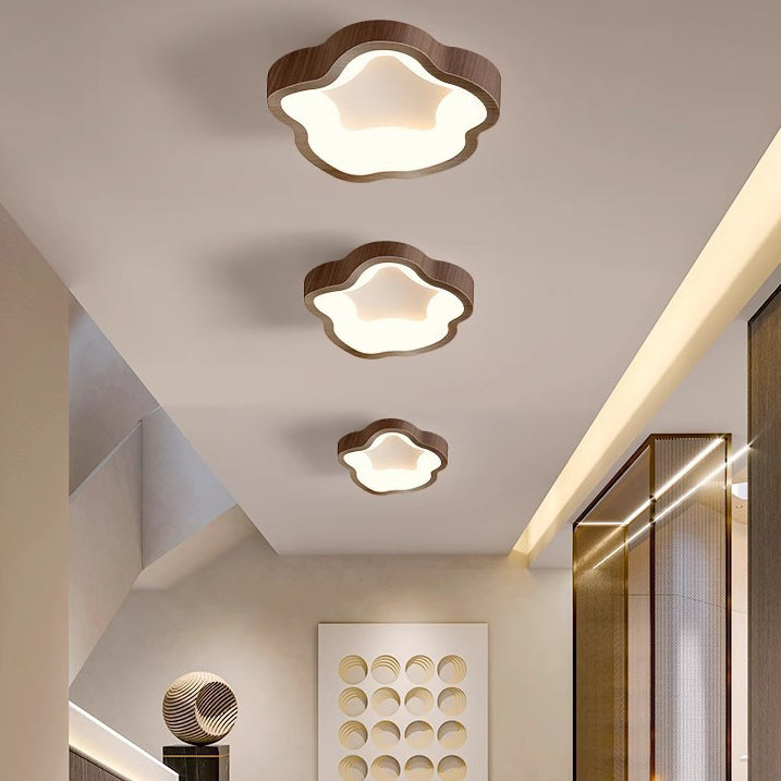 Plafonnier LED PE en fer ondulé japonais traditionnel pour salon 